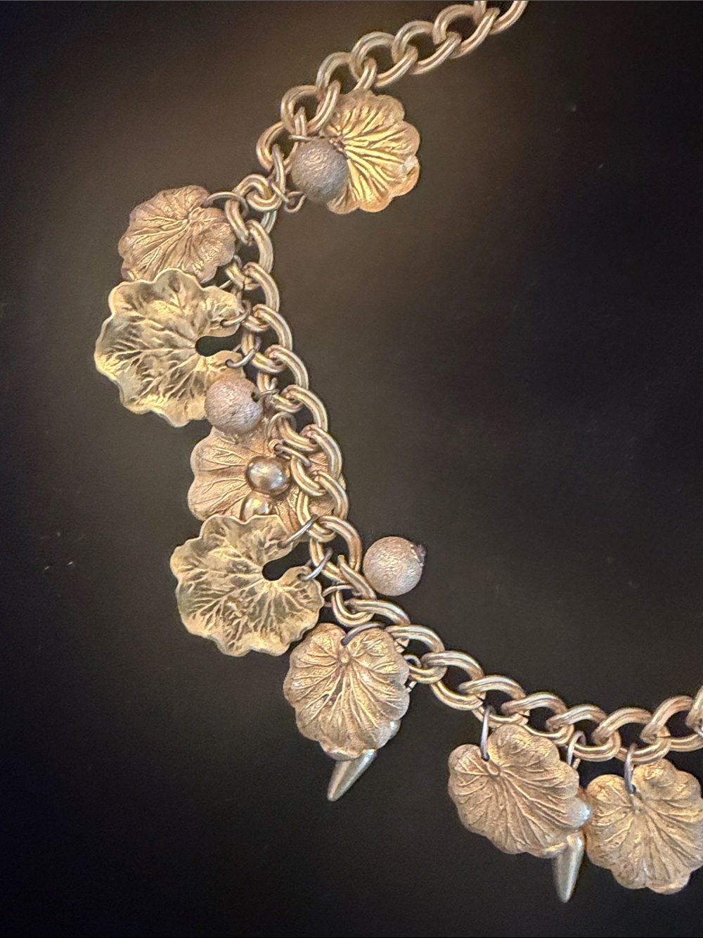 Miriam Haskell Gold Floral Charm Necklace - Picture 4 of 5